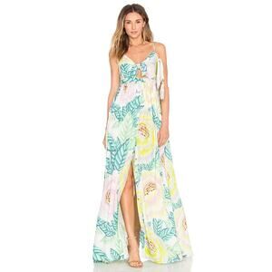 Mara Hoffman Green Pink Flora Stone Floral Maxi Dress Size 0